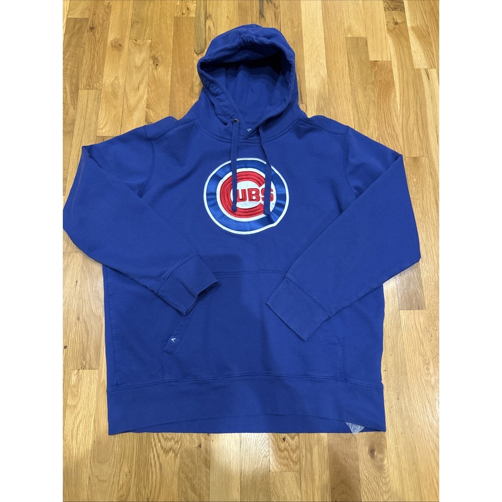 Chicago Cubs Blue ANTIGUA Giant PATCHED‎ Hoodie Sweatshirt SZ XL - Cool